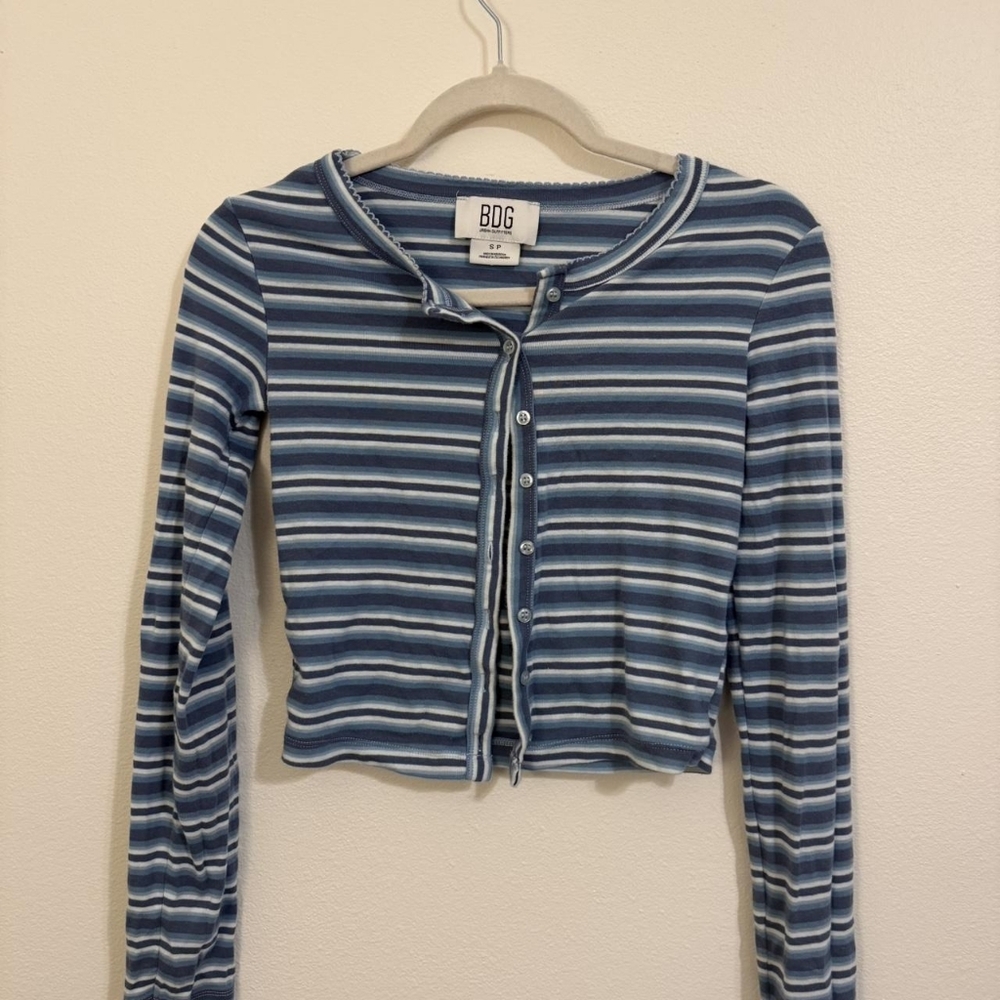 BDG Blue and White Striped Top